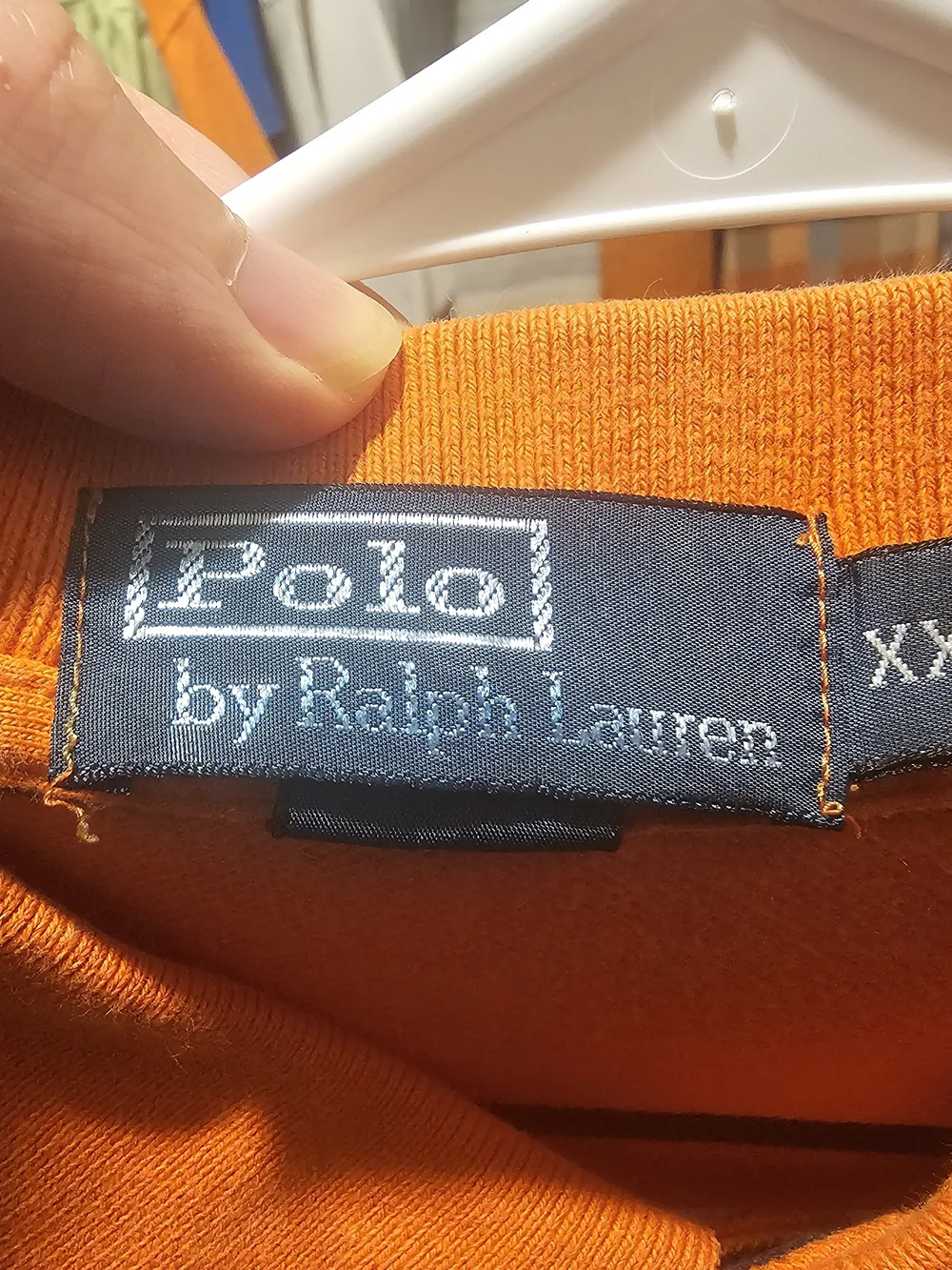 Size XXL - Ralph Lauren Orange Polo with Navy Stripes